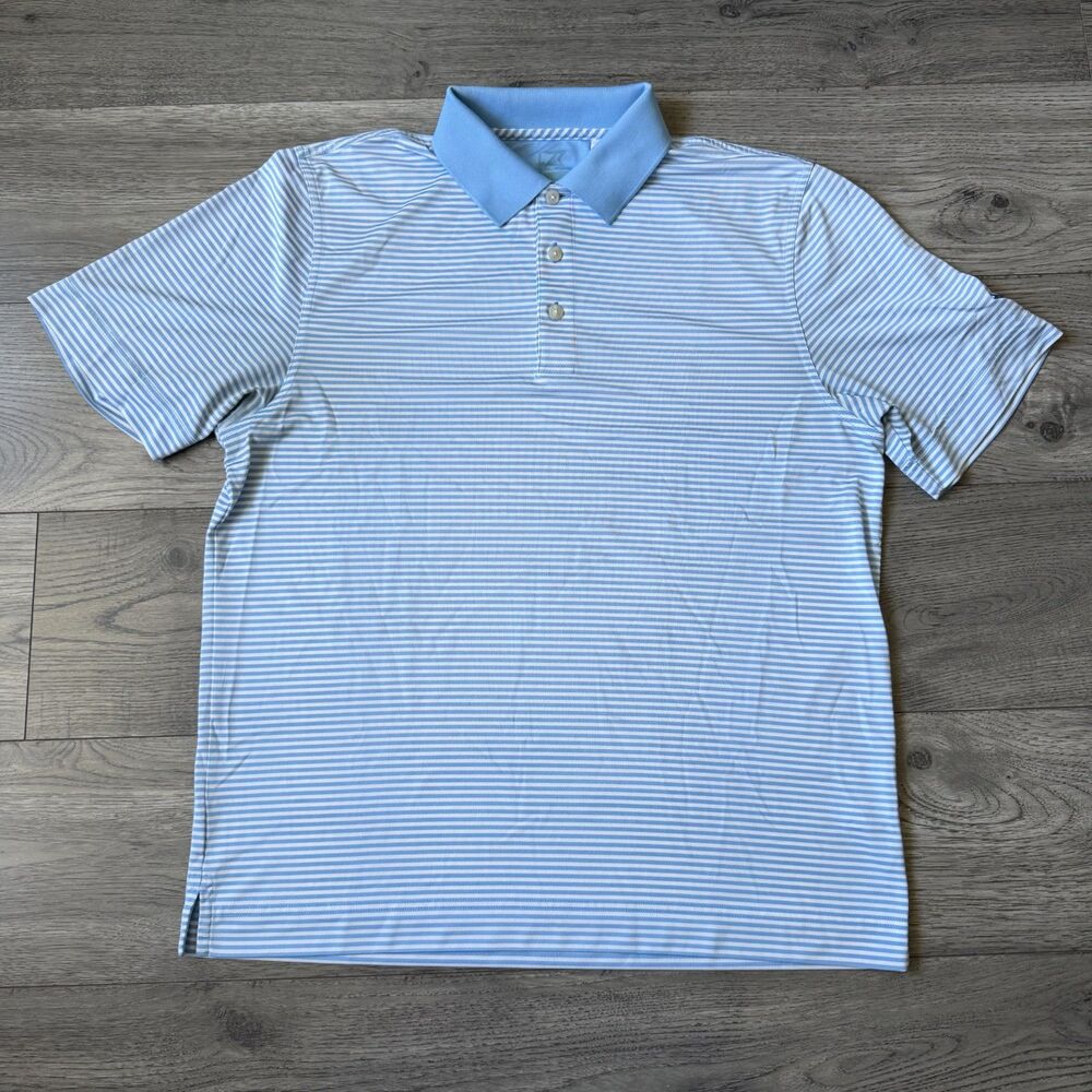 Cutter & Buck Men’s Kennett Square Blue Golf Club‎ Striped Polo Shirt Size Large
